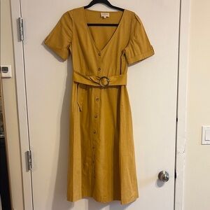 Elegant Mustard Midi Dress